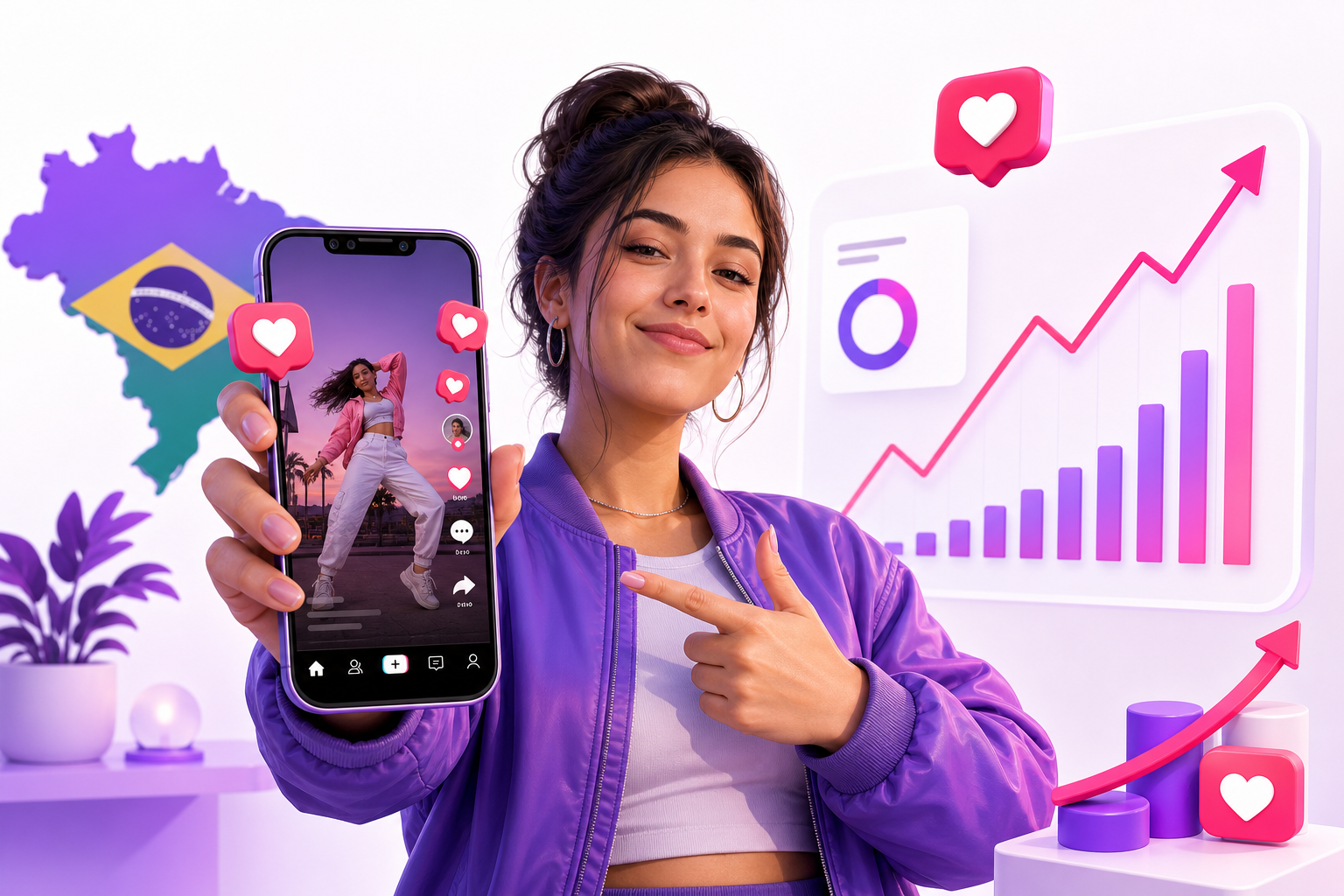Curtidas e visibilidade TikTok no Brasil Criador no Brasil impulsionando curtidas e visibilidade no TikTok com a TokBoostly