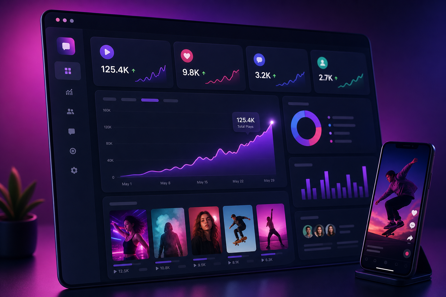 Crescimento real de visualizações TikTok Brasil Visualização de crescimento e métricas de vídeos TikTok no Brasil