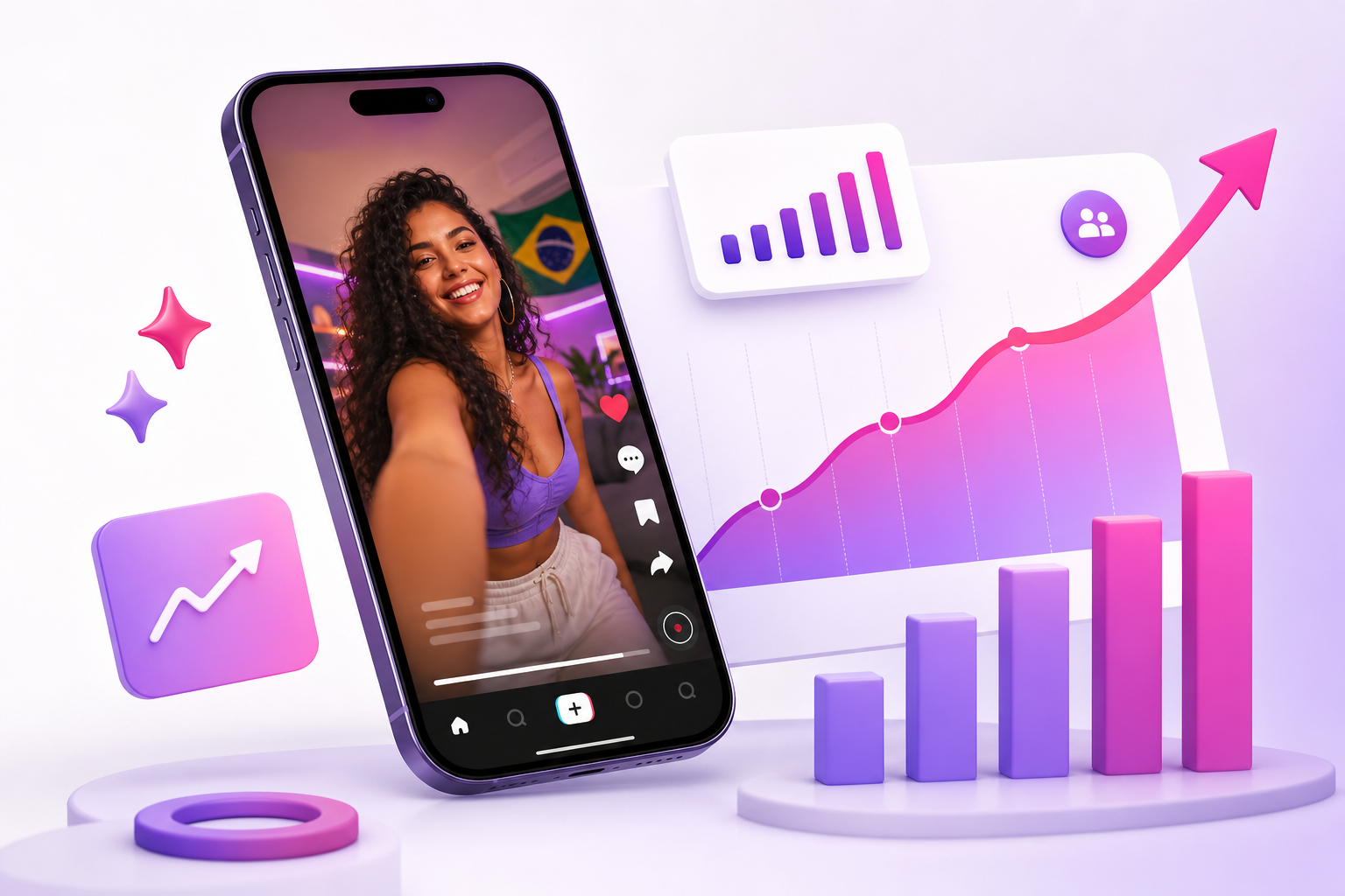 Sinais de crescimento de visualizações TikTok Métricas de visualizações e crescimento de vídeos TikTok no Brasil