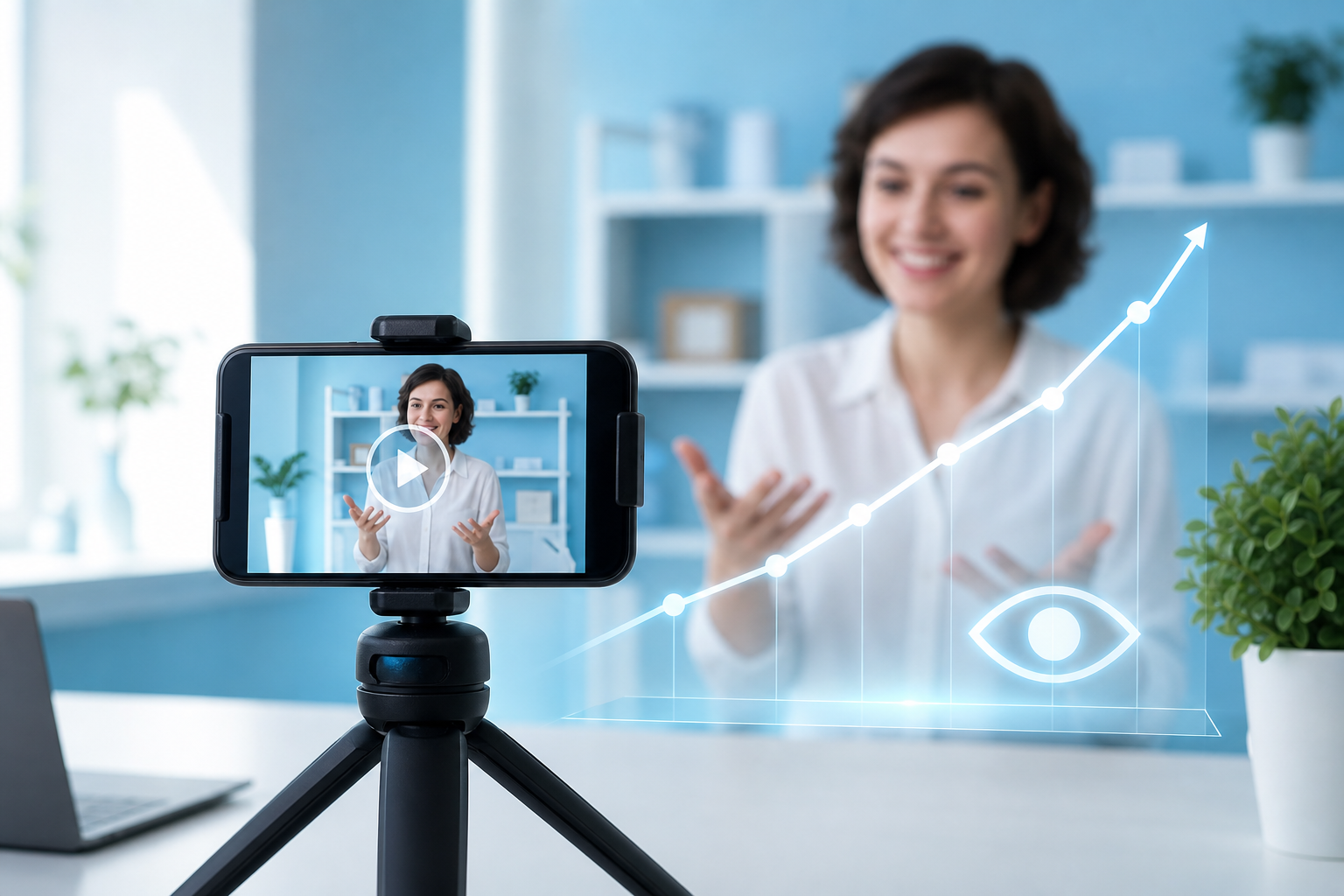 TikTok video recording setup focused on visibility, plays, and watch-time growth