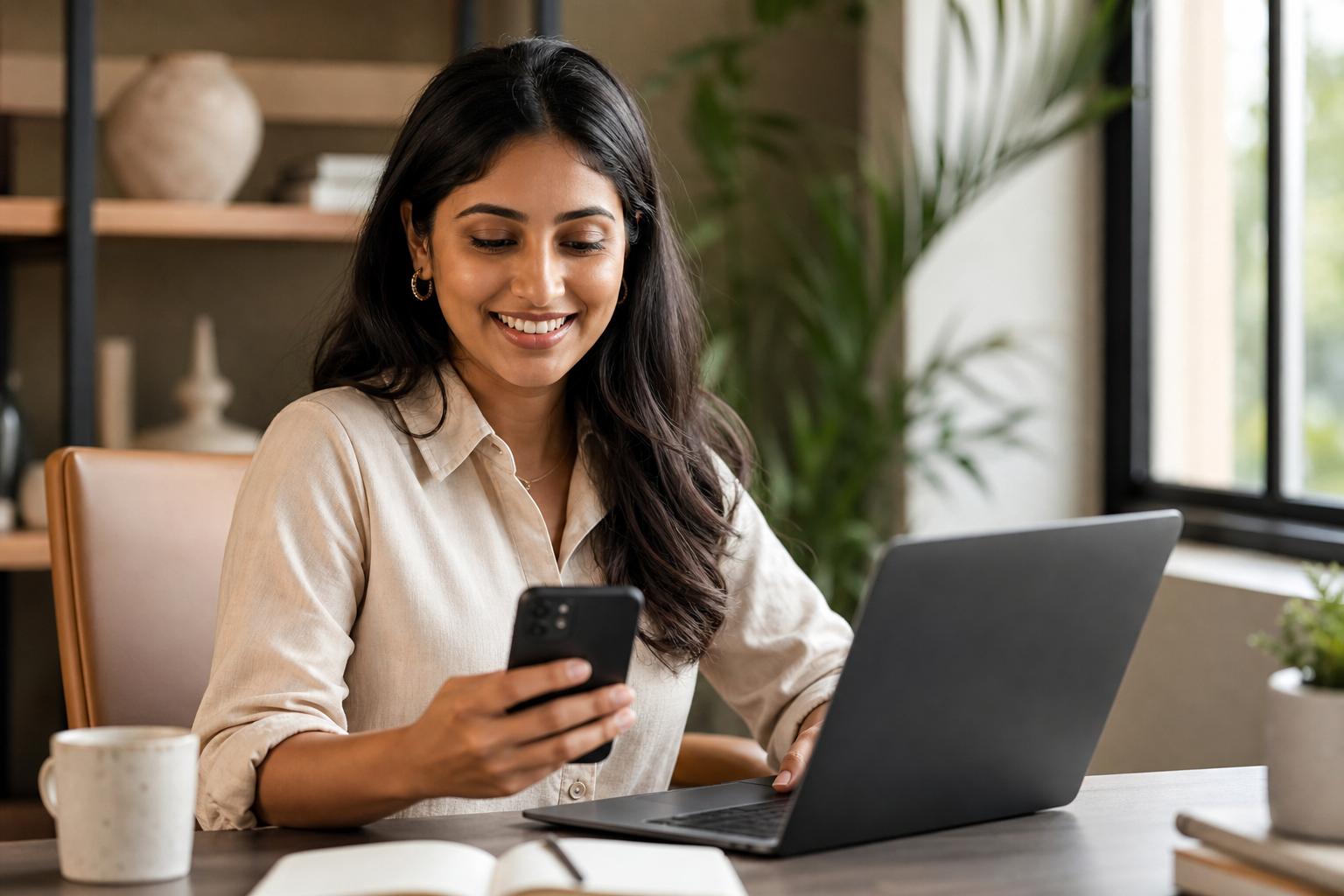 Community manager engaging with Instagram audience comments on laptop and phone