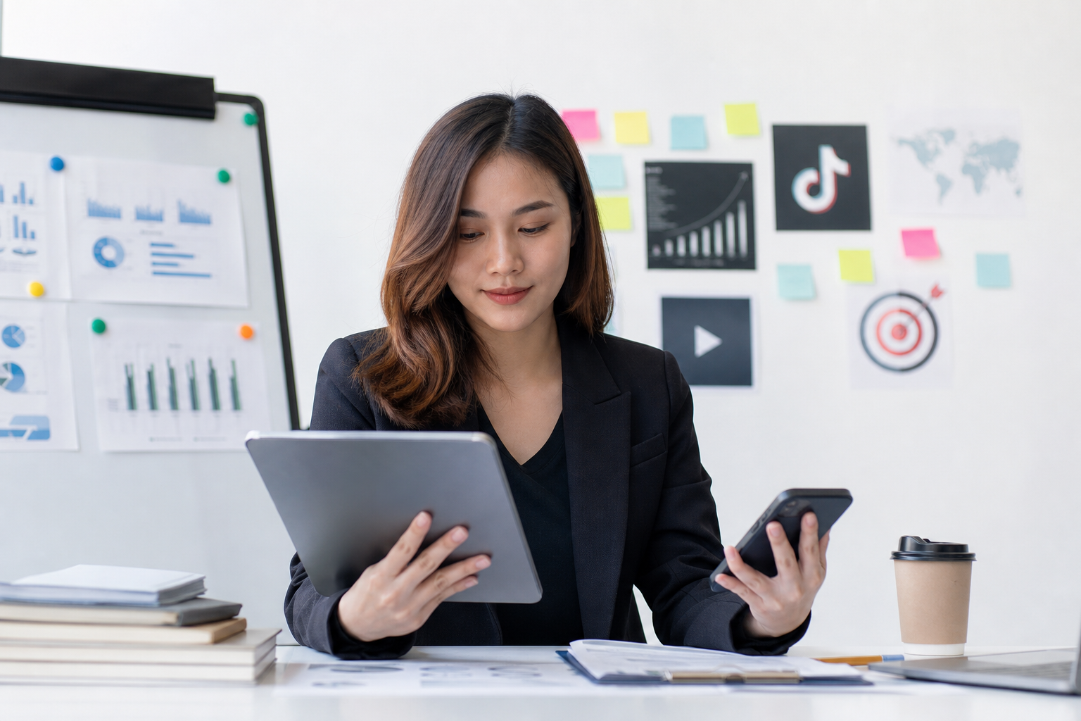 Marketing professional planning TikTok video promotion and reach expansion strategy