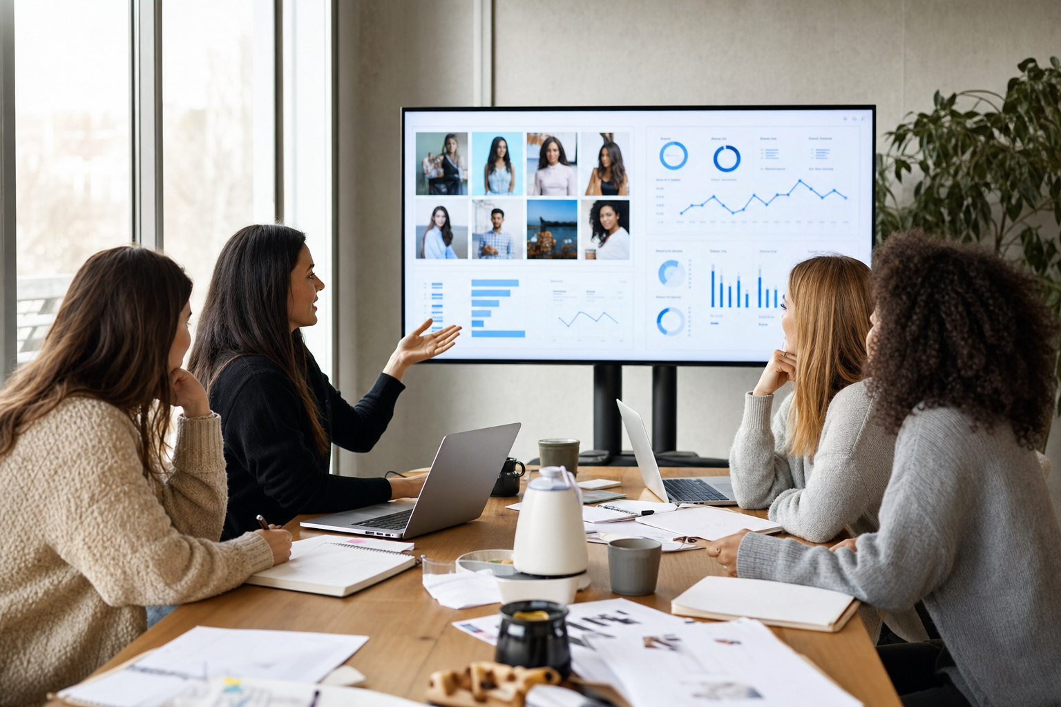 Lifestyle brand team planning creator collaborations with Instagram account metrics